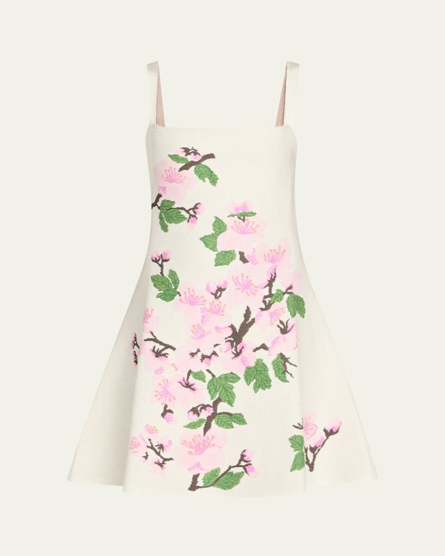 Cherry Blossom Knit Fit-And-Flare Mini Dress